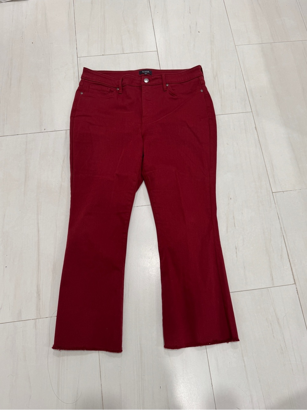 NYDJ Deep Red Cropped Flare Jeans